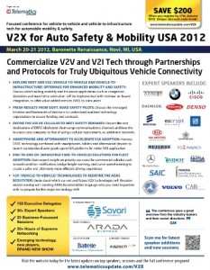 Telematics Update to Host First ITS Conference with the V2X for Auto Safety and Mobility USA 2012 this March