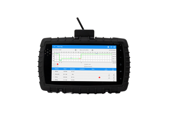 Veosphere tablet device with vehicle log data on screen